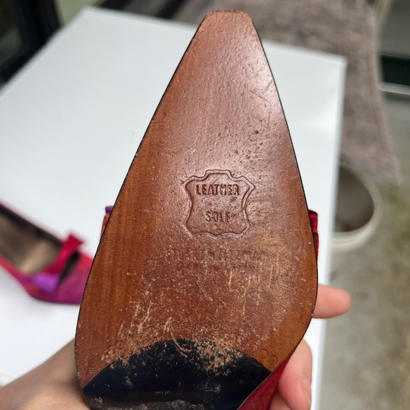 Stuart Weitzman Ombre Heels, Vintage Square Toe, Pink / Orange / Purple, 4.5 EUC - Picture 10 of 11